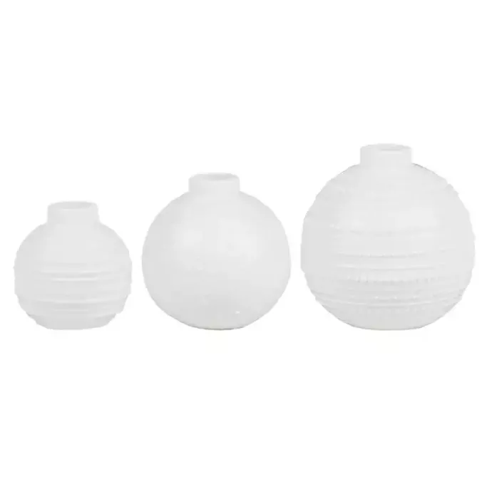 Clearance Kirklands Home Ceramic Round Textured Mini Vases, Set of 3 White