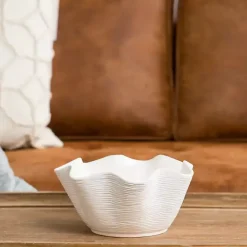 Hot Kirklands Home Ceramic Ruffle Bowl White