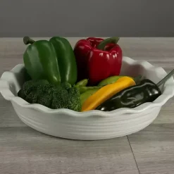 Discount Kirklands Home Ceramic Scalloped Pie Dish White