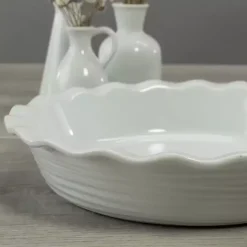 Discount Kirklands Home Ceramic Scalloped Pie Dish White