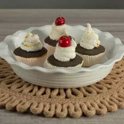 Discount Kirklands Home Ceramic Scalloped Pie Dish White