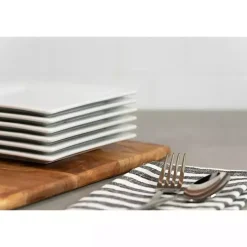 Discount Kirklands Home Ceramic Square Appetizer Plates, Set of 6 White