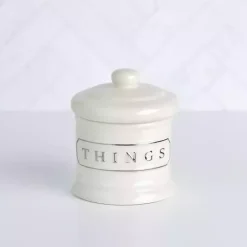 New Kirklands Home Ceramic Things Canister White