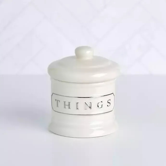 New Kirklands Home Ceramic Things Canister White