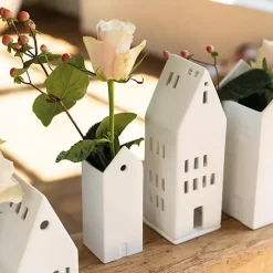 Sale Kirklands Home Ceramic Village House Vase, 6 in. White