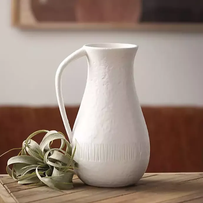 Clearance Kirklands Home Chiffon Stone Pitcher Vase White