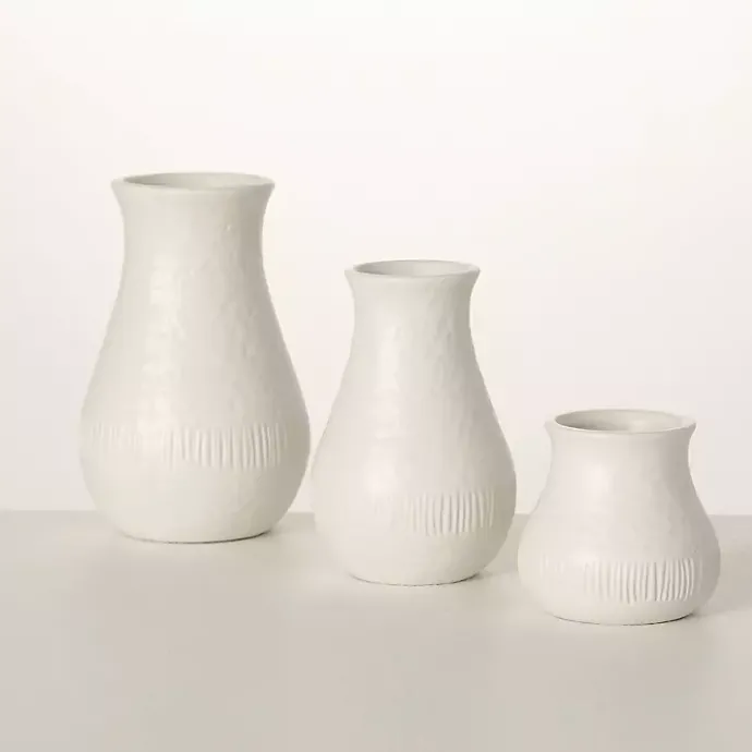 Outlet Kirklands Home Chiffon Stone Vases, Set of 3 White