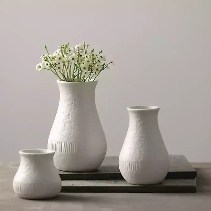Outlet Kirklands Home Chiffon Stone Vases, Set of 3 White