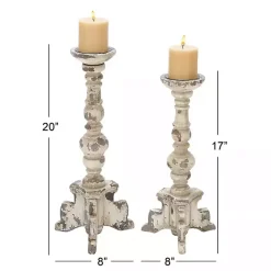 Hot Kirklands Home Chipped Wood Pillar Candle Holders, Set of 2 White