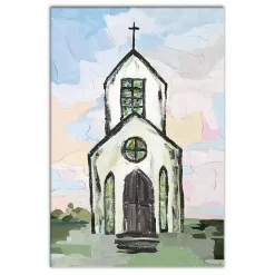 Discount Kirklands Home White Church Painterly Canvas Wall Art