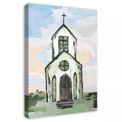 Discount Kirklands Home White Church Painterly Canvas Wall Art