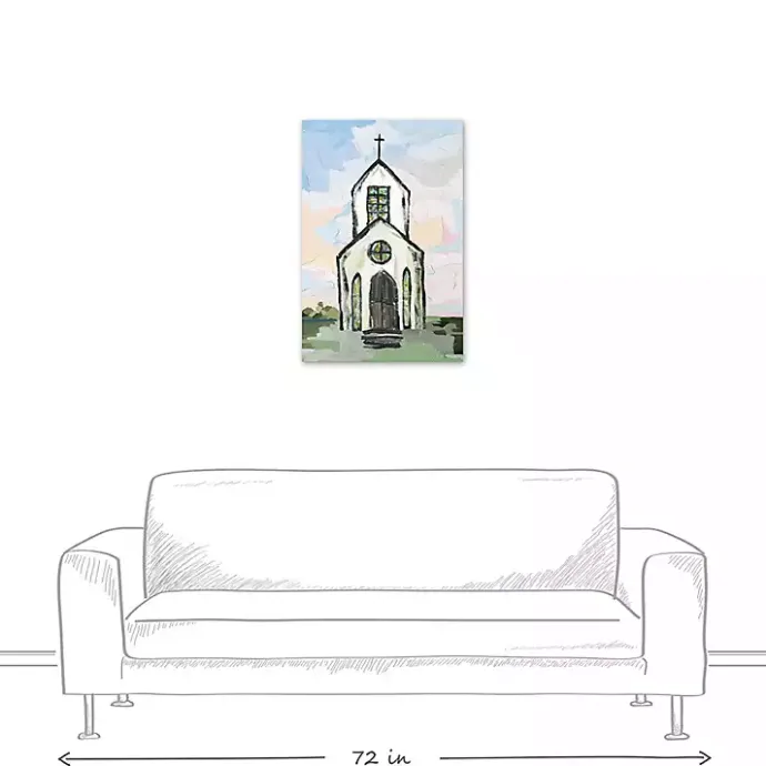 Discount Kirklands Home White Church Painterly Canvas Wall Art