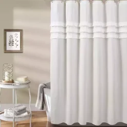 New Kirklands Home Ciel Tassel Shower Curtain White