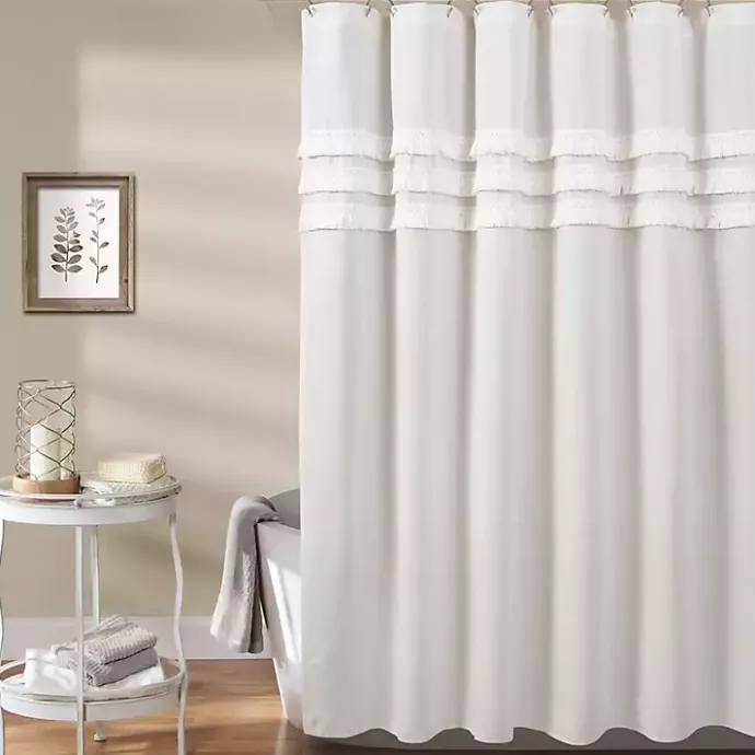 New Kirklands Home Ciel Tassel Shower Curtain White