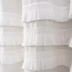 New Kirklands Home Ciel Tassel Shower Curtain White