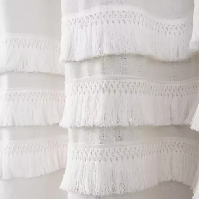New Kirklands Home Ciel Tassel Shower Curtain White