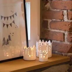 Outlet Kirklands Home City Light Marketplace Votive Candle Holder White