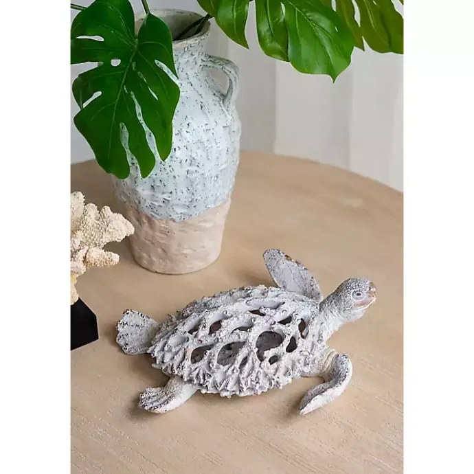 Kirklands Home Coral Reef Sea Turtle Figurine White