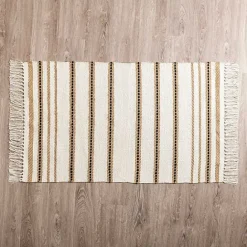 Online Kirklands Home White Cotton and Jute Woven Scatter Rug