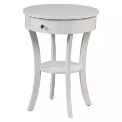 Kirklands Home Curved Legs Round Drawer Accent Table White