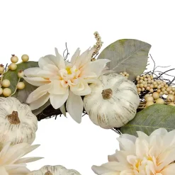Sale Kirklands Home White Dahlia and Pumpkin Harvest Wreath