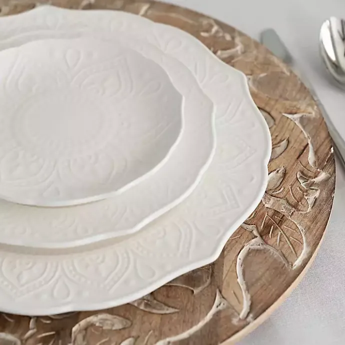 Sale Kirklands Home Dahlia Embossed Side Plates, Set of 6 White