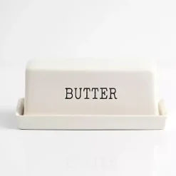 Hot Kirklands Home Debossed Butter Dish White