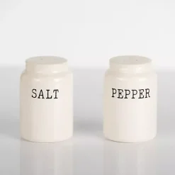 New Kirklands Home Debossed Salt and Pepper Shaker Set White