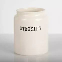 Kirklands Home Debossed Utensil Crock White