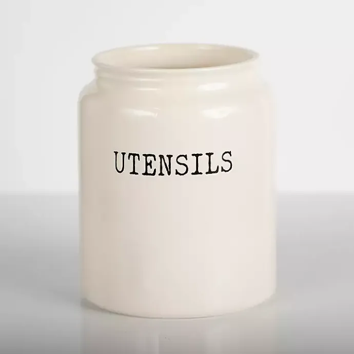 Kirklands Home Debossed Utensil Crock White