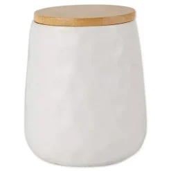 Online Kirklands Home Dimpled Bamboo Canisters, Set of 2 White
