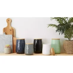 Online Kirklands Home Dimpled Bamboo Canisters, Set of 2 White