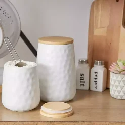 Online Kirklands Home Dimpled Bamboo Canisters, Set of 2 White