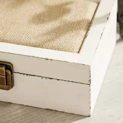 Online Kirklands Home Distressed Burlap Wooden Boxes, Set of 2 White