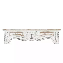 Outlet Kirklands Home White Distressed Carved Wood Acanthus Wall Shelf