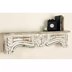Outlet Kirklands Home White Distressed Carved Wood Acanthus Wall Shelf
