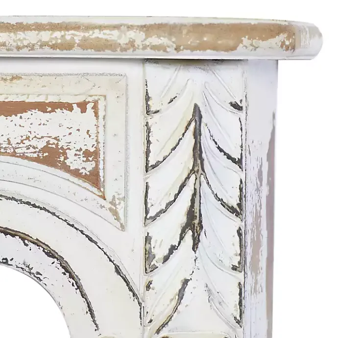 Outlet Kirklands Home White Distressed Carved Wood Acanthus Wall Shelf