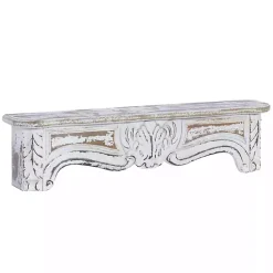 Outlet Kirklands Home White Distressed Carved Wood Acanthus Wall Shelf