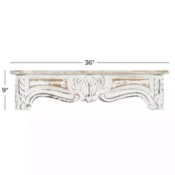 Outlet Kirklands Home White Distressed Carved Wood Acanthus Wall Shelf