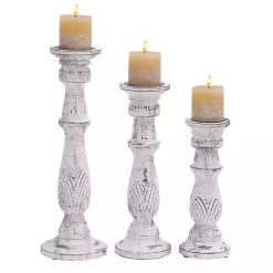 Hot Kirklands Home Distressed Mango Candle Holders, Set of 3 White