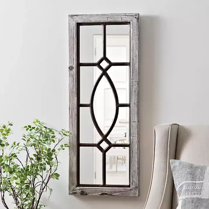 Online Kirklands Home White Distressed Panel Wall Mirror