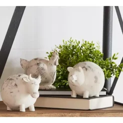 Outlet Kirklands Home Distressed Trio Farm Animals Figurine White