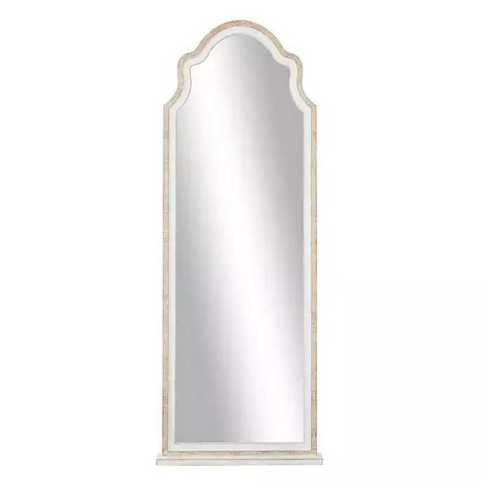 Outlet Kirklands Home White Distressed Wood Arched Wall Mirror