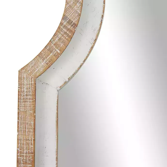 Outlet Kirklands Home White Distressed Wood Arched Wall Mirror