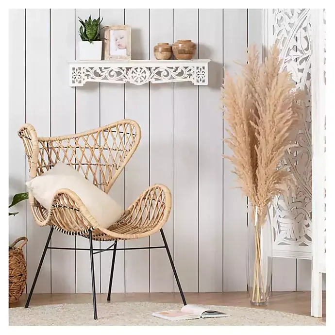 Outlet Kirklands Home White Distressed Wood Carved Floral Shelf