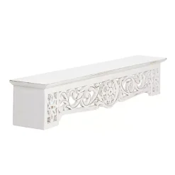 Outlet Kirklands Home White Distressed Wood Carved Floral Shelf