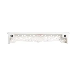 Outlet Kirklands Home White Distressed Wood Carved Floral Shelf
