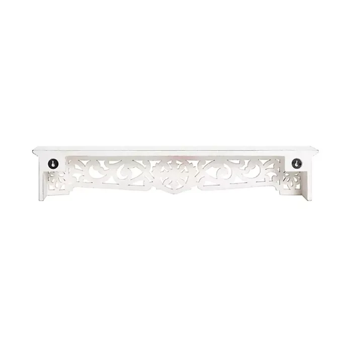 Outlet Kirklands Home White Distressed Wood Carved Floral Shelf