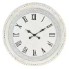 Outlet Kirklands Home White Distressed Wood Round Beaded Wall Clock