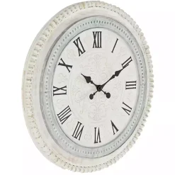 Outlet Kirklands Home White Distressed Wood Round Beaded Wall Clock
